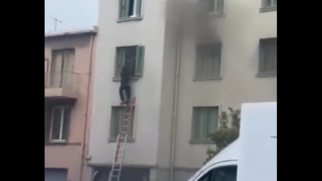 Incendie &agrave; Nice : un agent municipal escalade un immeuble et sauve une habitante pi&eacute;g&eacute;e